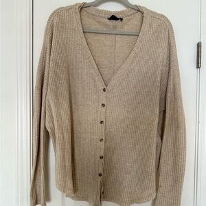 Urban Outfitters Tan Waffle Knit Cardigan